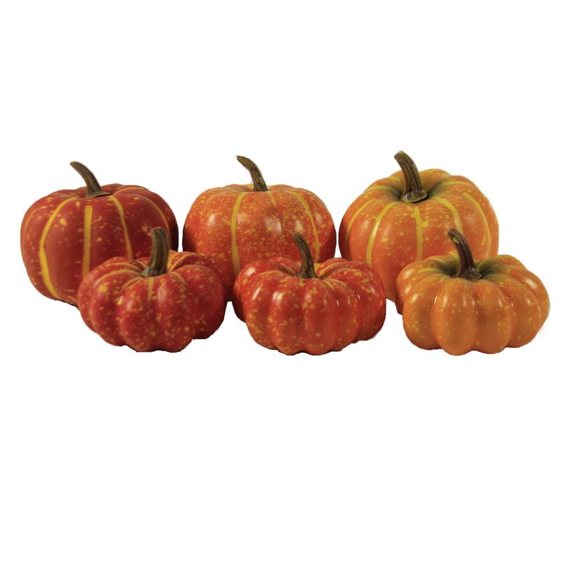 Home Decor 3.0" Pumpkin Set Of 6 Orange Fall Thanksgiving  -  Decorative Figurines