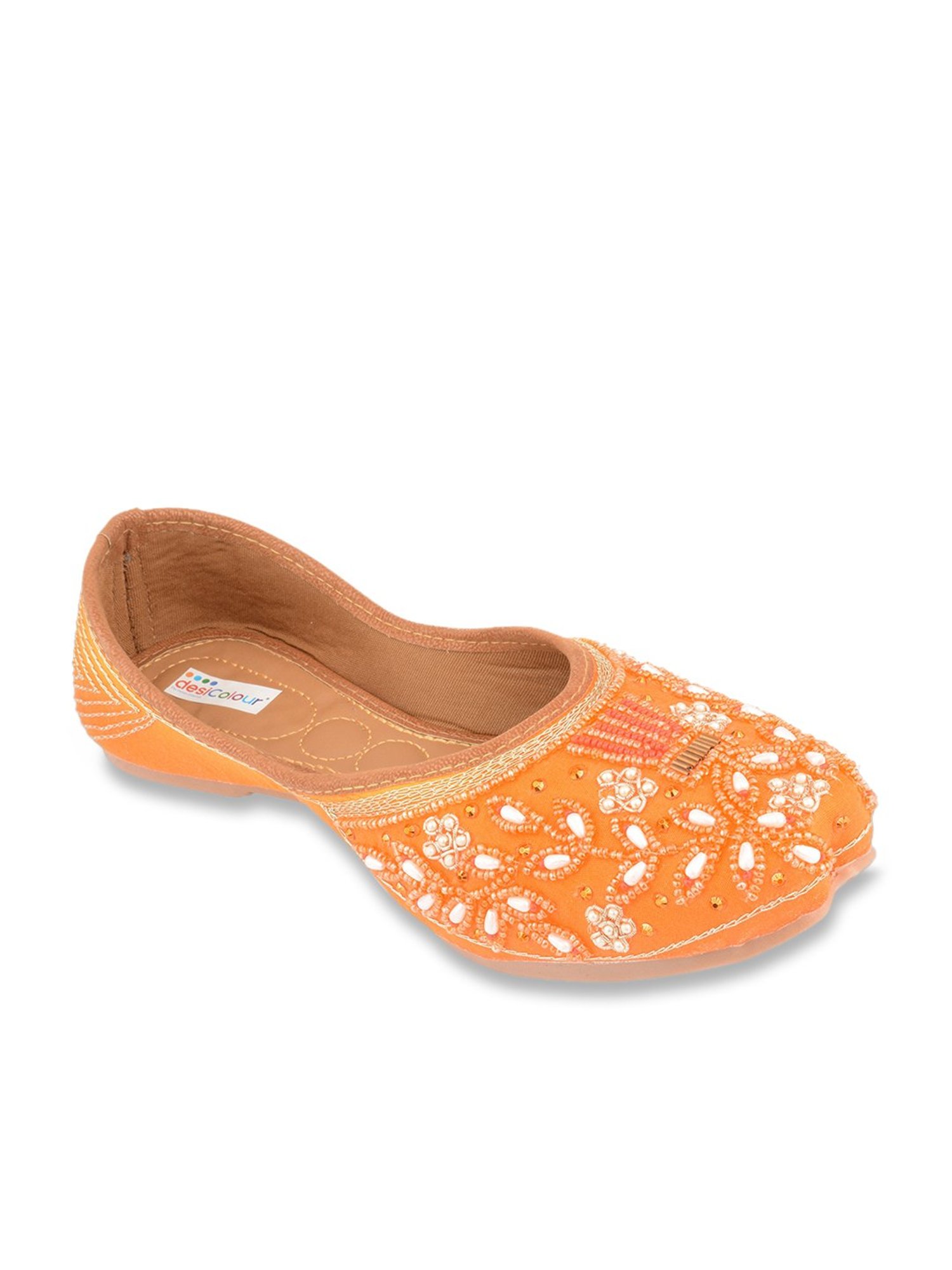 Desi Colour Women's Orange Ethnic Juttis