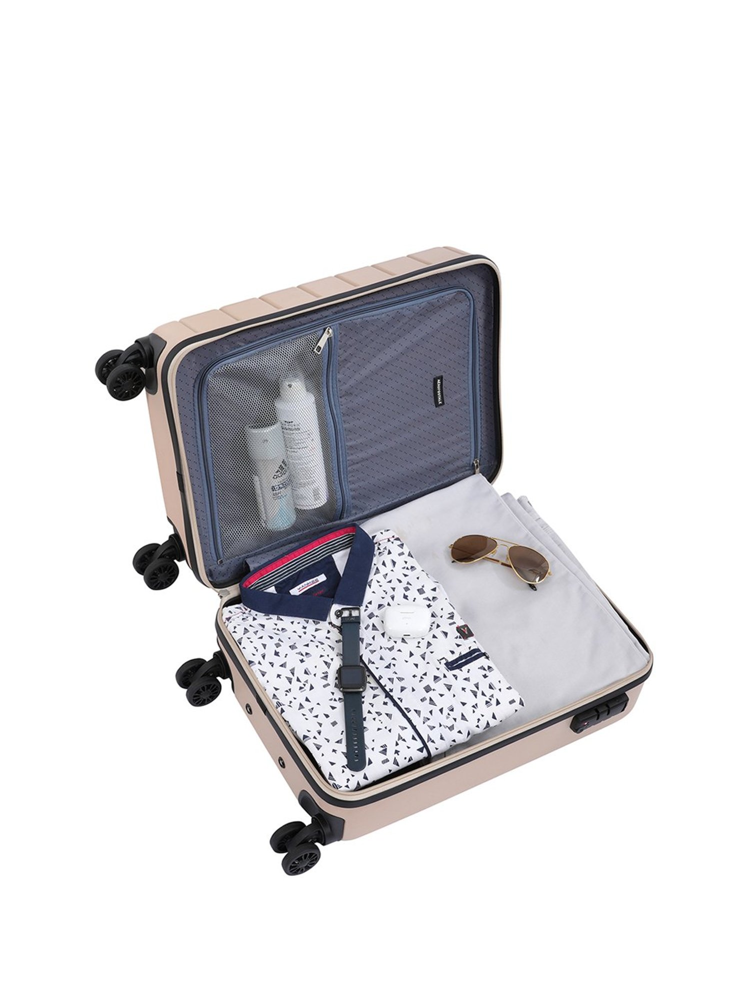 Aeropostale Stout Beige Textured Hard Cabin Trolley Bag - 24 cm