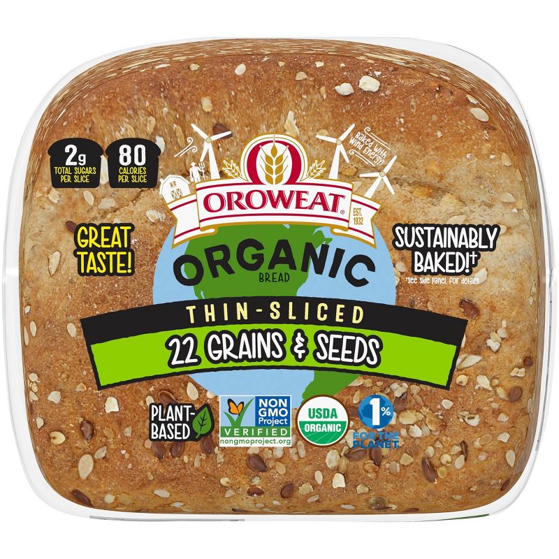 Oroweat Organic Thin Sliced 22 Grains & Seeds - 20oz