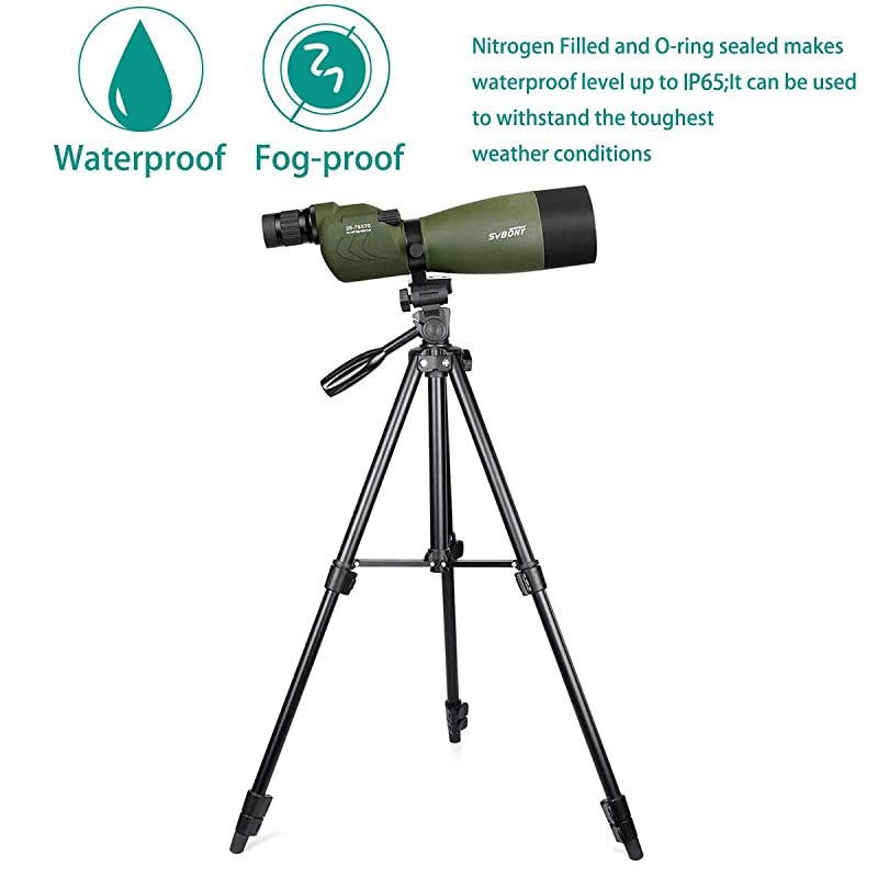 SV17 2575x70mm Spotting Scope Straight Waterproof Spotting Scope for Camping Hunting Bird Watching