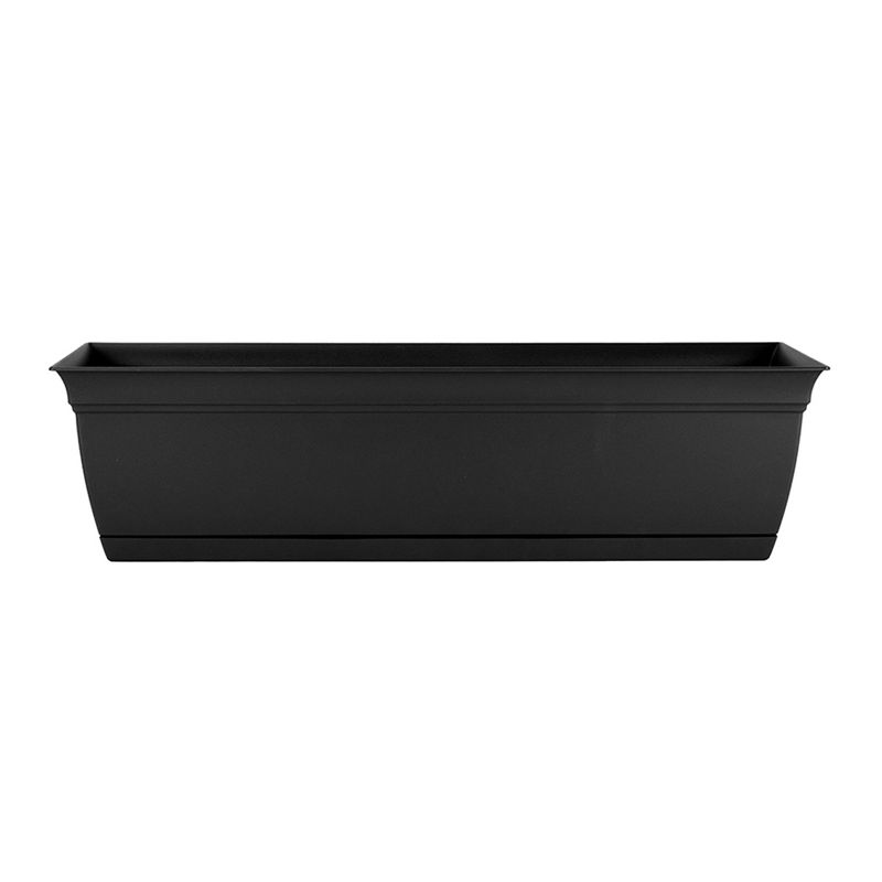 The HC Companies ECW30000G18 Indoor Outdoor 30 Inch Eclipse Series Window Flower Garden Ornamental Planter Box with Removable Attached Saucer, Black