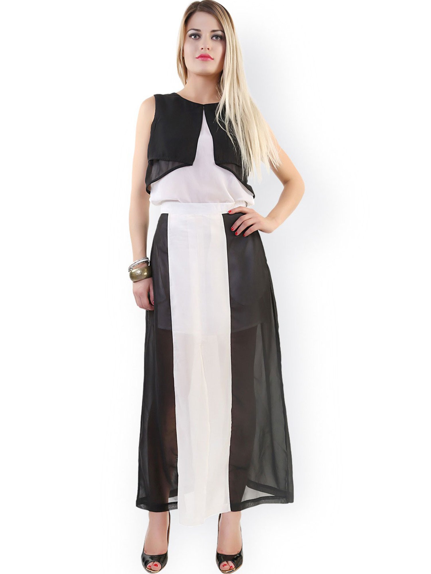 Belle Fille Black & White Maxi Skirt