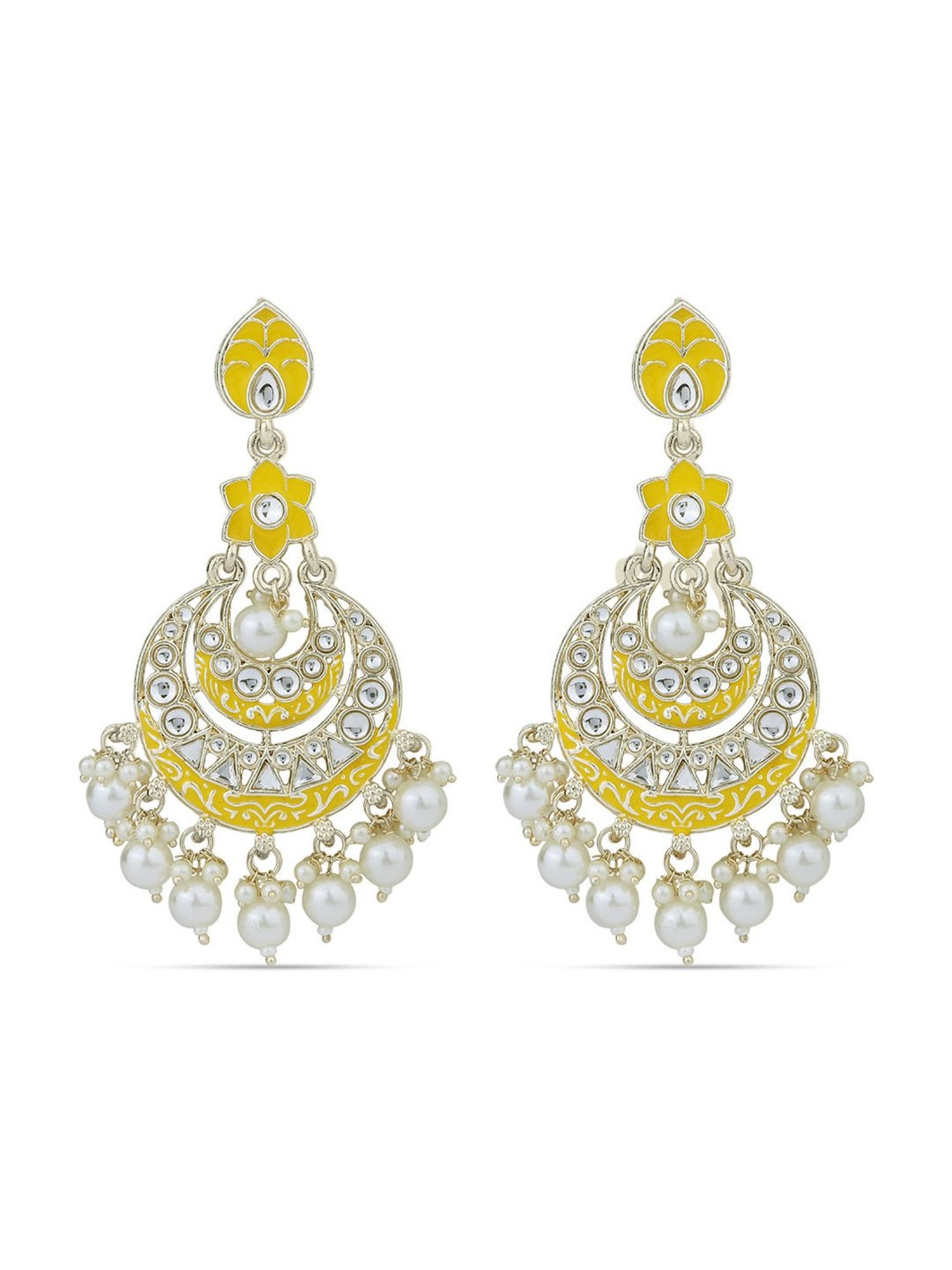 Fida Enamel Yellow Dangler Earrings