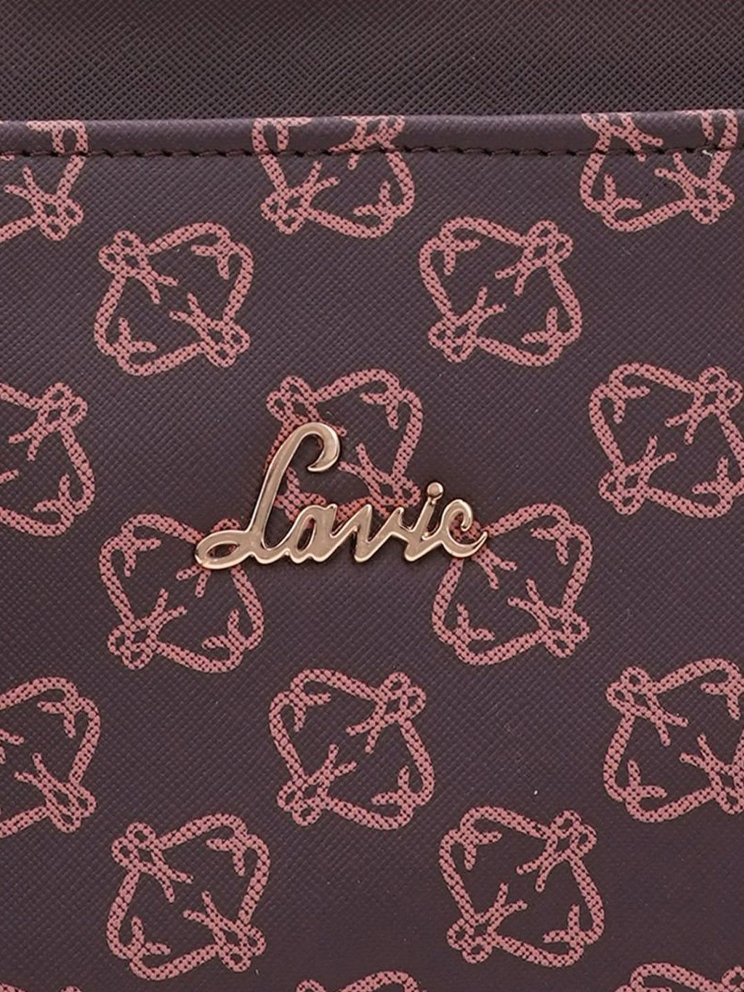 Lavie Mono Olivia Maroon Synthetic Printed Sling Handbag