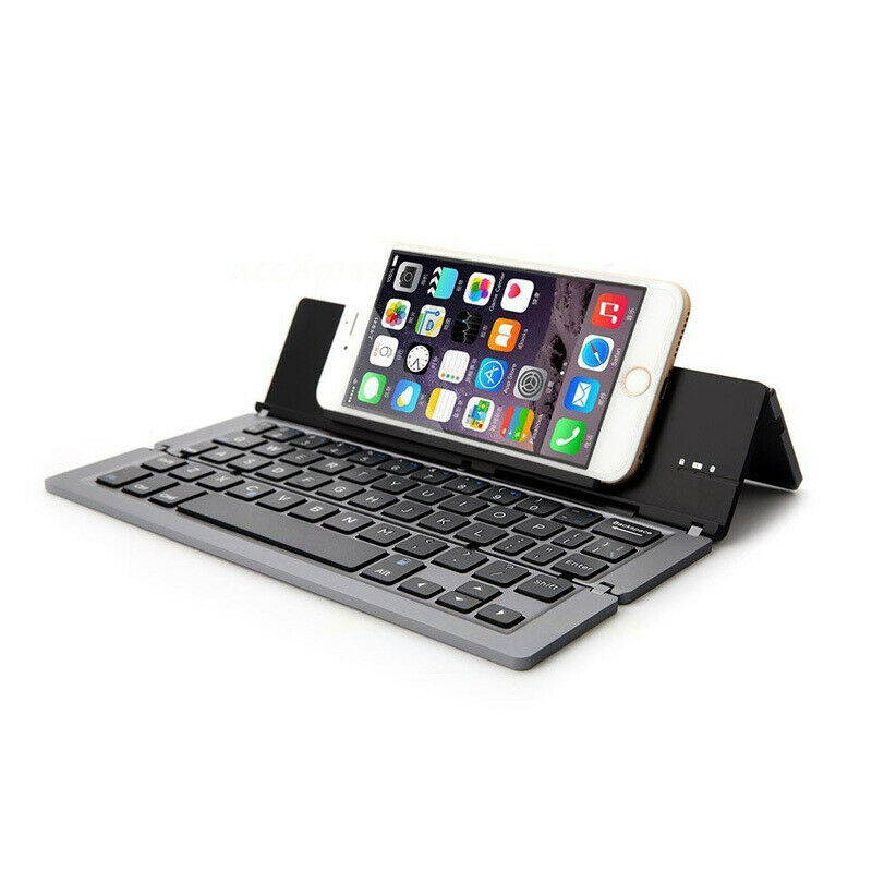 Foldable Cordless Bluetooth Wireless Keyboard for Tablet Phone Aluminum Stand