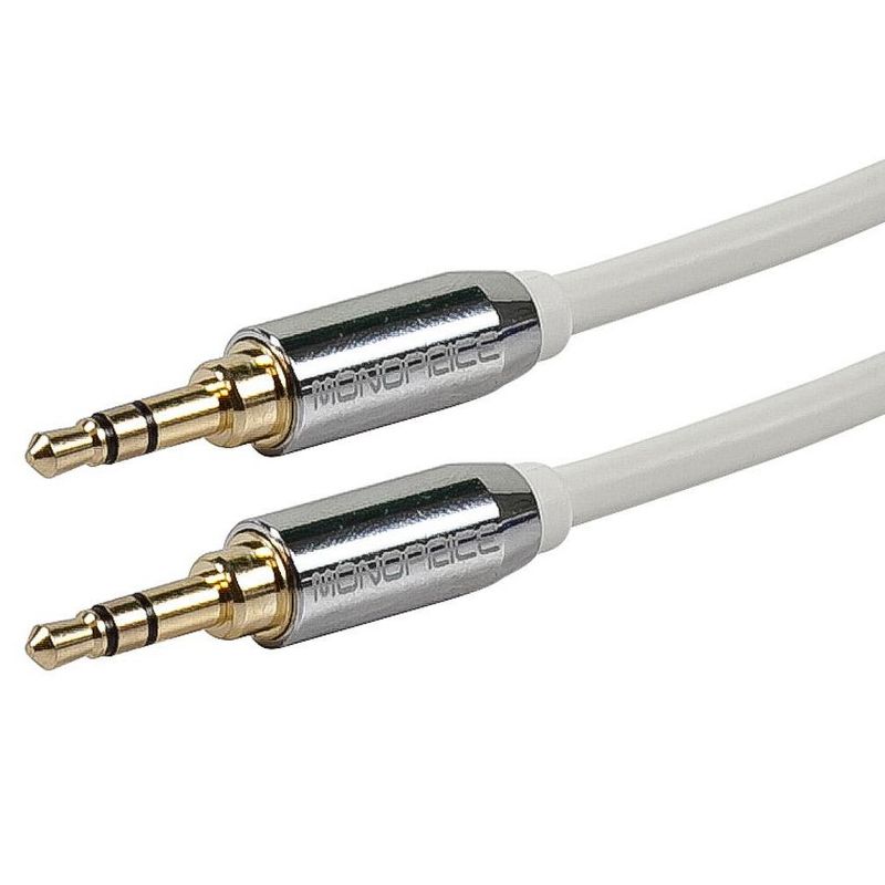 Monoprice Audio Cable - 6 Feet - White | Stereo Male to 3.5mm Stereo Male Gold Plated Cable for Mobile