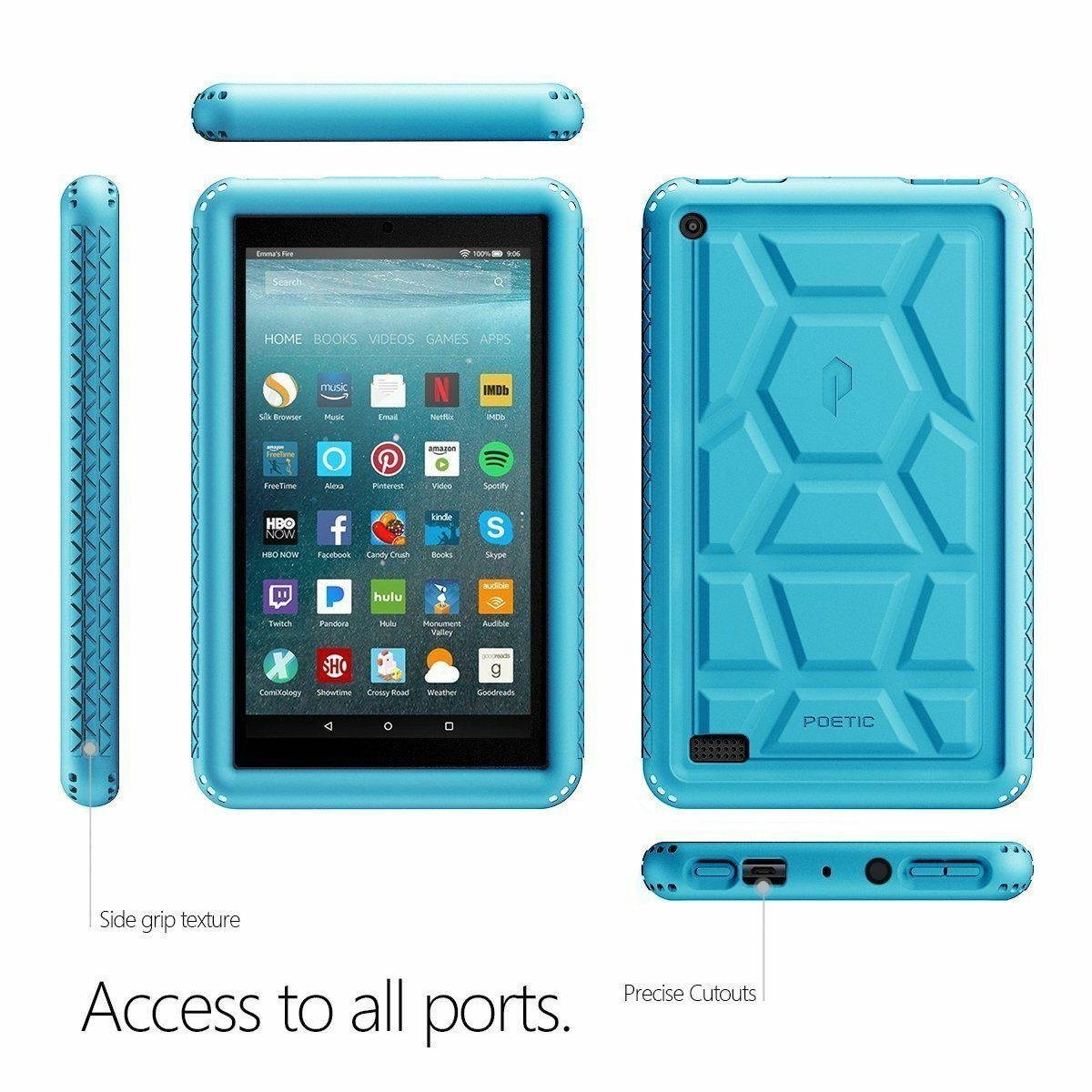 Corner Protection Case For Amazon Fire 7 (2017) Tablet Silicone Cover Blue