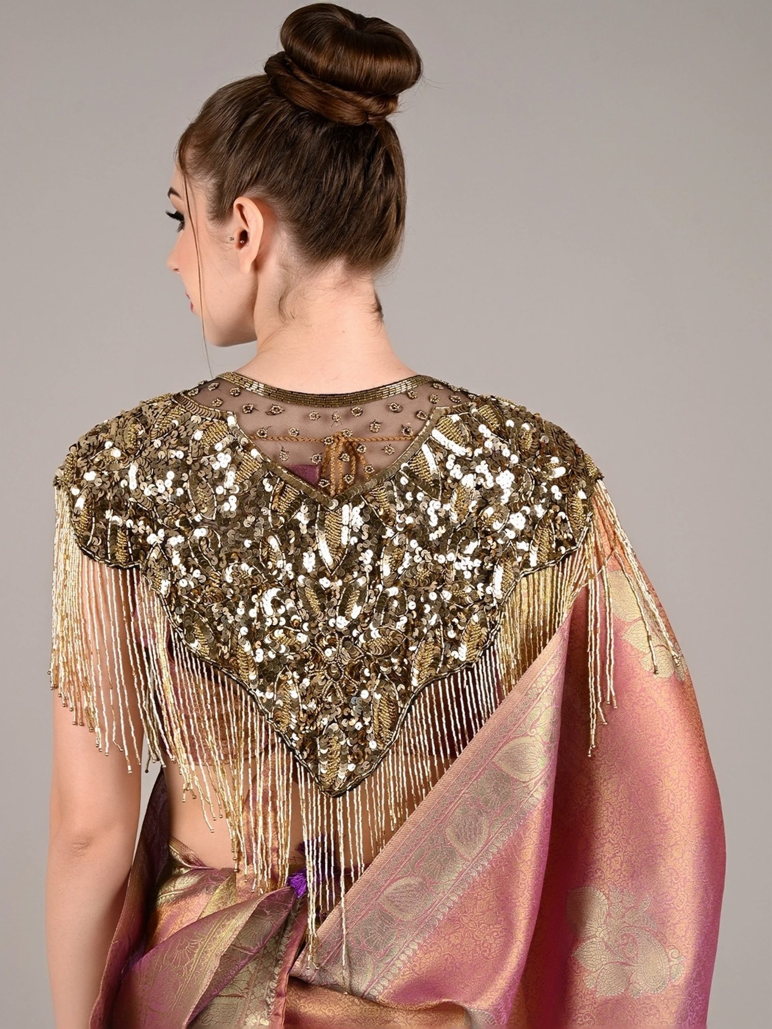 Odette Golden Embellished Fancy Short Cape