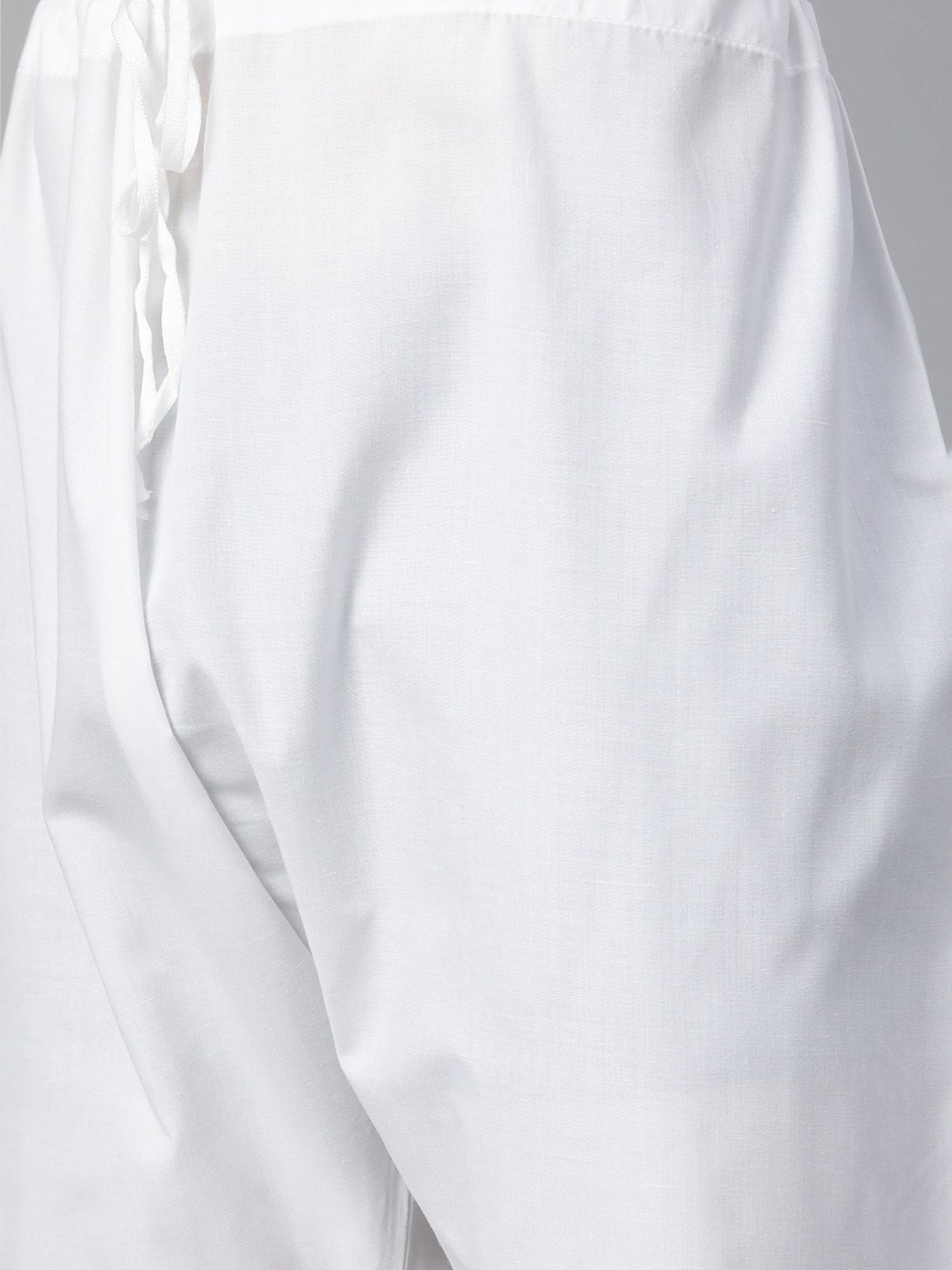 ManQ Peach & White Regular Fit Self Pattern Kurta Bottom Set