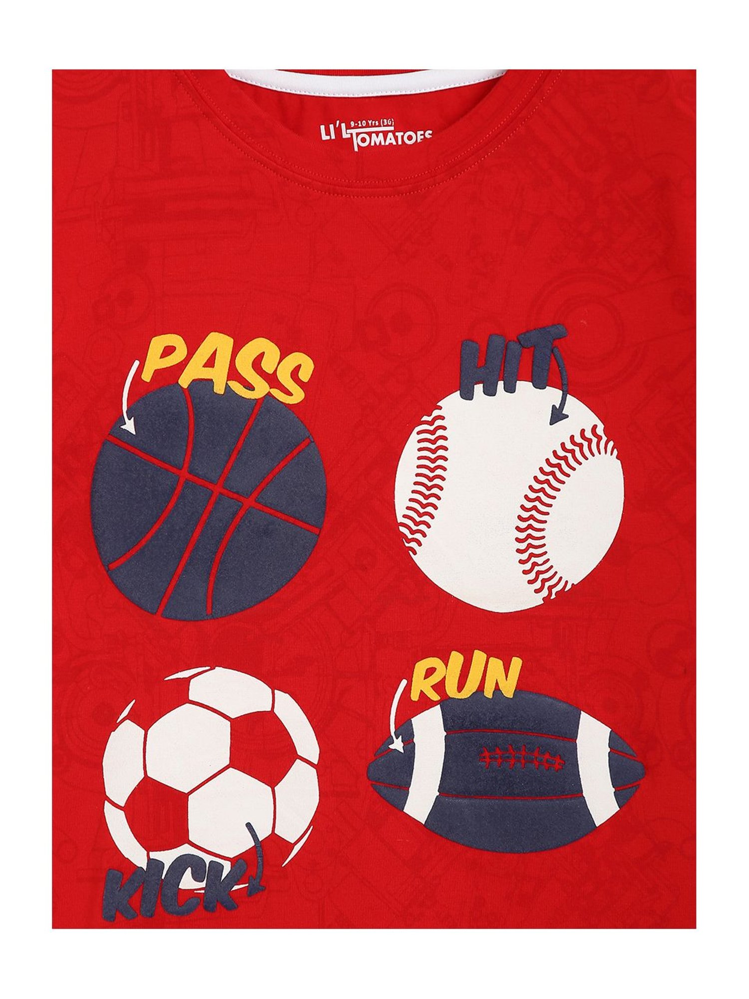 Li'l Tomatoes Kids Red Cotton Printed T-Shirt & Mask