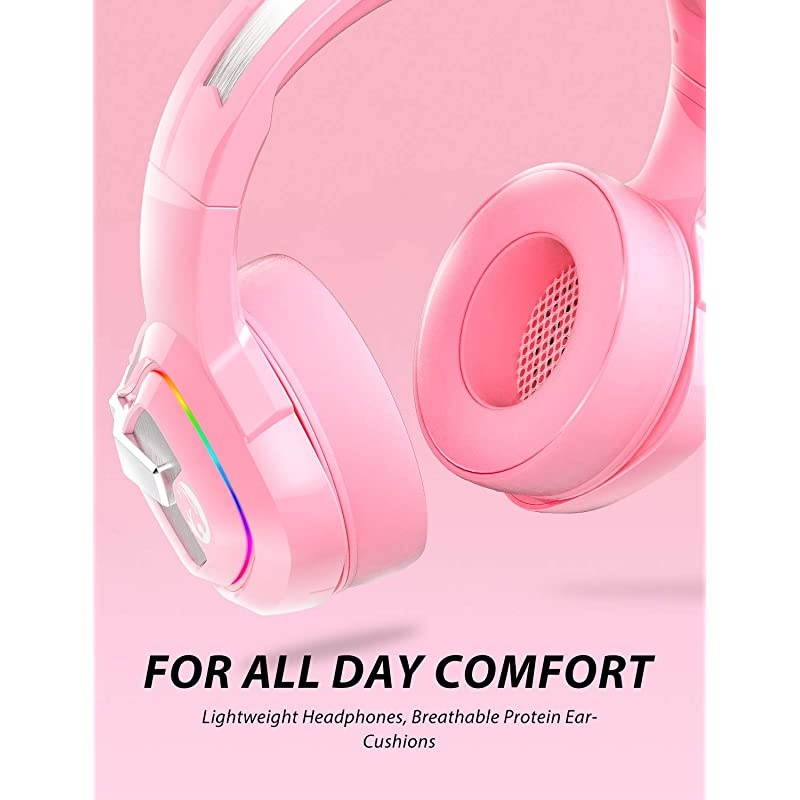 Z66 Pink Gaming Headset for PS4 Xbox One PC Wired OverEar Headphone with Noise Isolation Microphone LED RGB LightSurround Sound