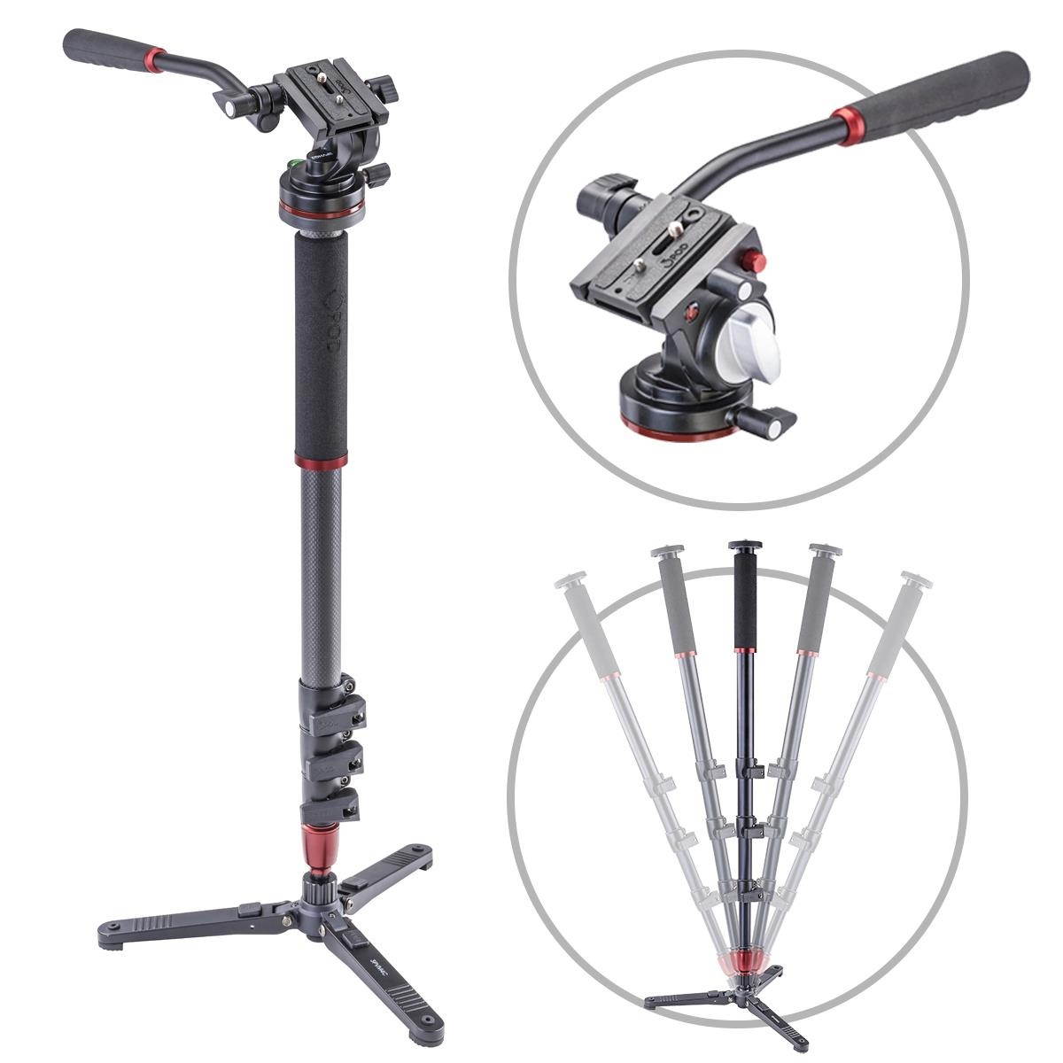 3Pod 4 Sect.Carbon Fiber Photo/Video Monopod, w/Fluid Base, LWT Fluid Video Head