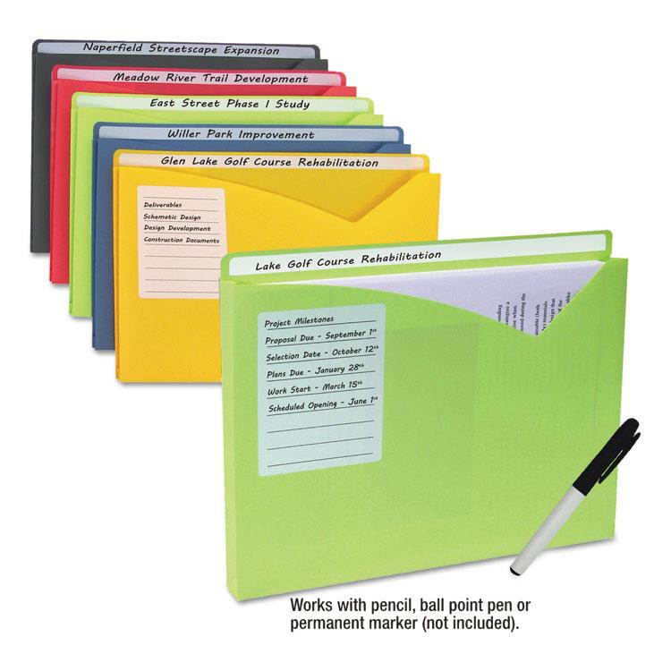 C-Line Write-On Expanding Poly File Folders 1" Exp. Letter Assorted Colors 10/BX