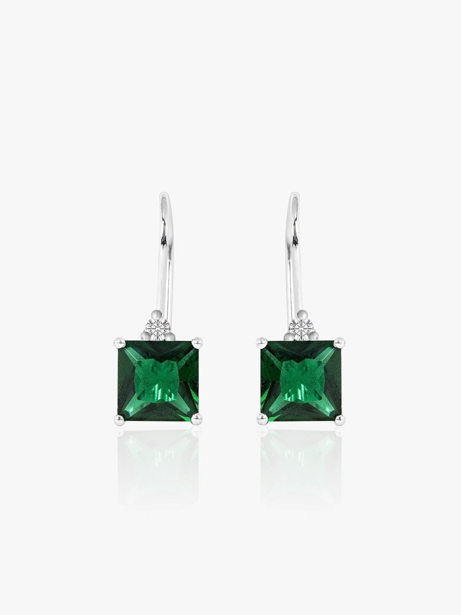 March by FableStreet Silver Green Slide-On Earrings for Women