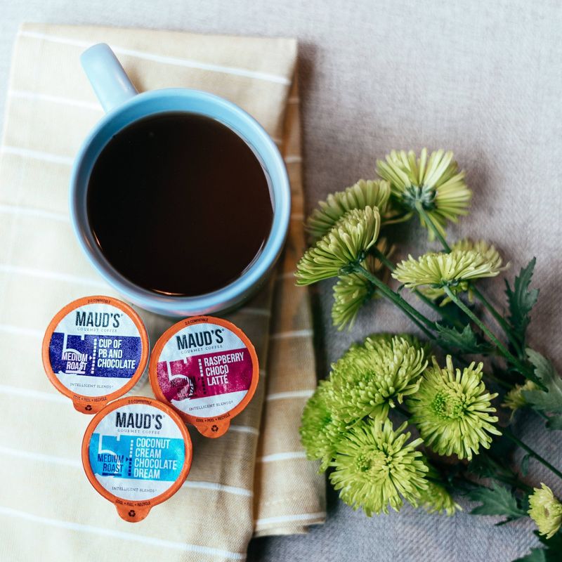 Maud's Flavored Coffee Variety Pack Single Serve Flavored Coffee Pods - 100% Arabica Coffee California Roasted Medium Roast - Keurig K-Cup - 40ct