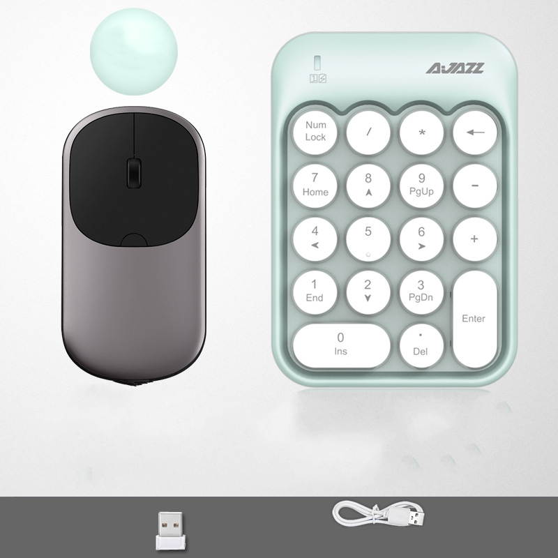 Ajazz AK18 2.4G Wireless Numeric Keypad 18-Key Retro Typewriter Round Keycap - White