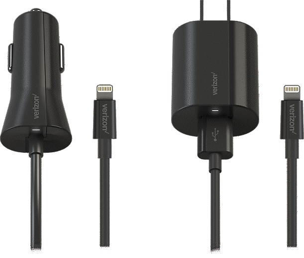 Verizon Car Charger & Rapid Wall Charger Combo Pack for Lightning Devices - BLK