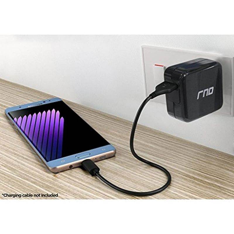 RND QC3.0 Quick Charge Compatible USB AC/Wall Charger (QC2.0 Compatible) with Foldable Plug Google (Pixel, XL), Samsung Galaxy (S10, S10 Plus, S10e, S9, S9 Plus, S8, S8 Plus, Note), LG, More (Black)
