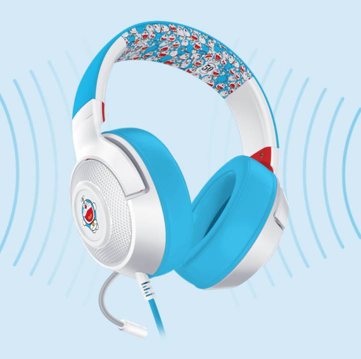 RAZER x Doraemon 50th Anniversary Limited edition gaming Headset, 40mm Drivers Wired Gaming Headphones with Mic Compatible with PC, Xbox One, PS4, Mac, and Nintendo Switch via 3.5mm cable