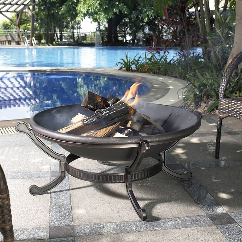 DeckMate 30371 Avondale Outdoor Backyard Patio Portable Steel Fire Bowl Fire Pit, Antiqued Copper Finish