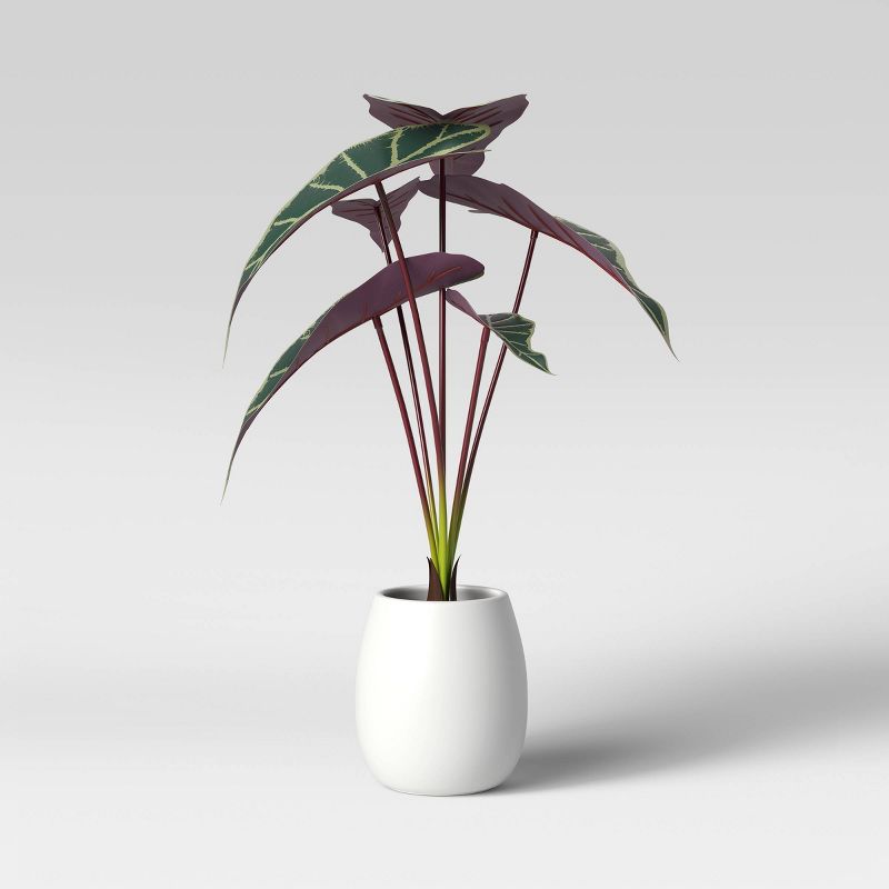 Faux Tropical Purple Diamond Leaf Plant in White Pot - Opalhouse™