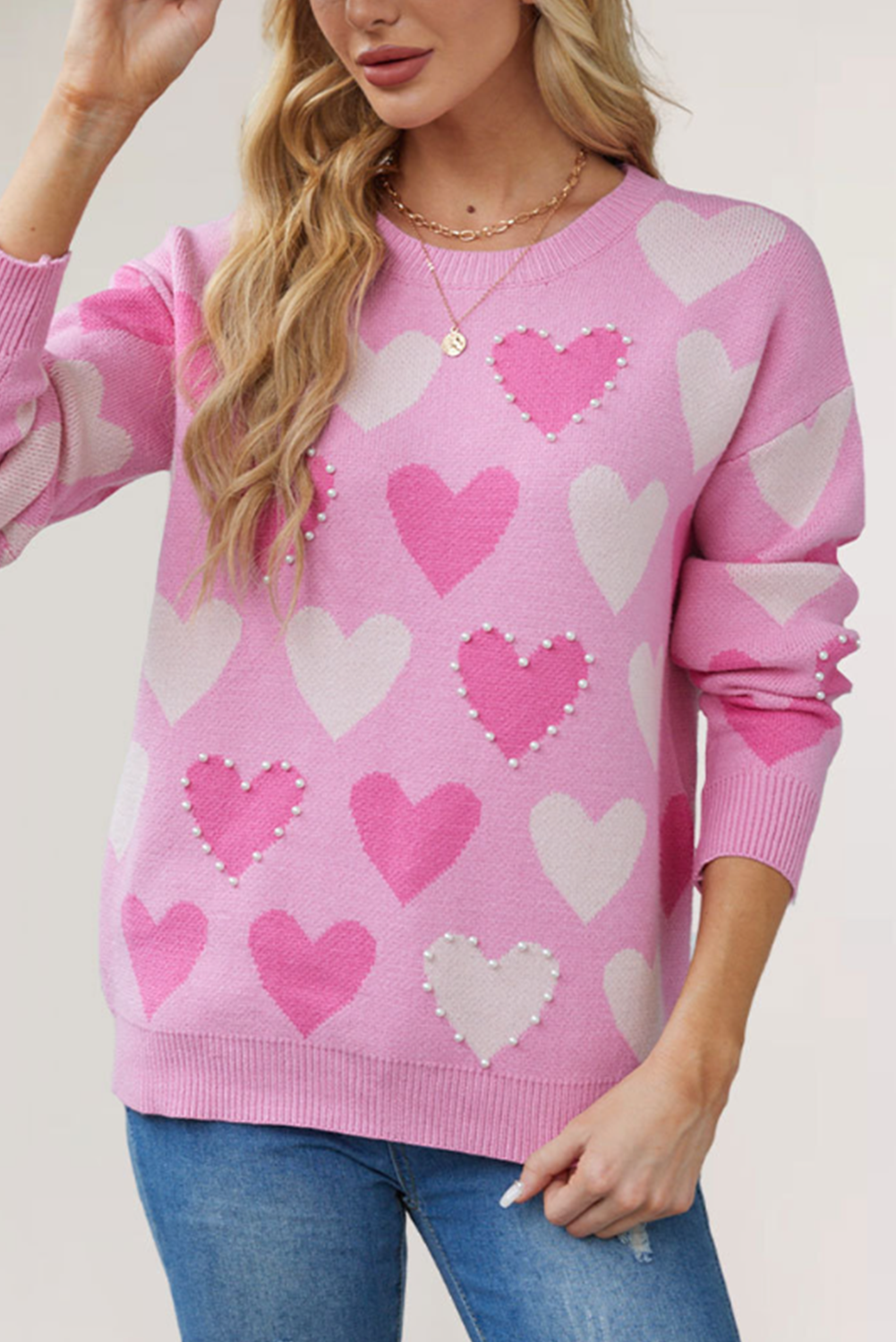 Pink Merry & Bright Pop Up Letter Waffle Knit Sweater