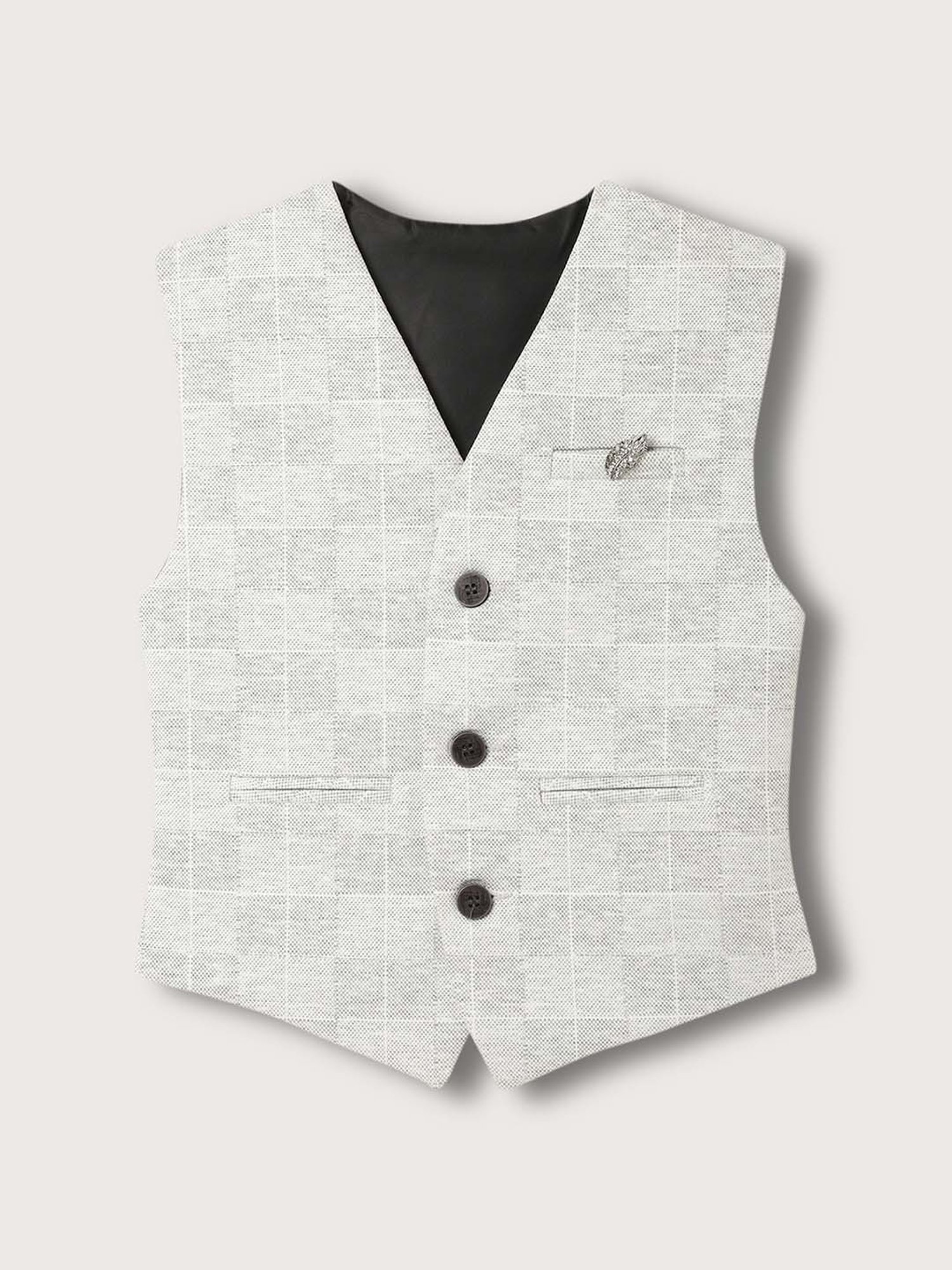 Blue Giraffe Kids Grey & Black Chequered Full Sleeves Shirt Set