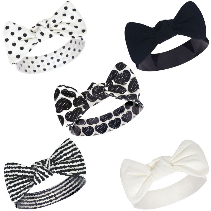 Touched by Nature Baby Girl Organic Cotton Headbands 5pk, Heart, 0-24 Months