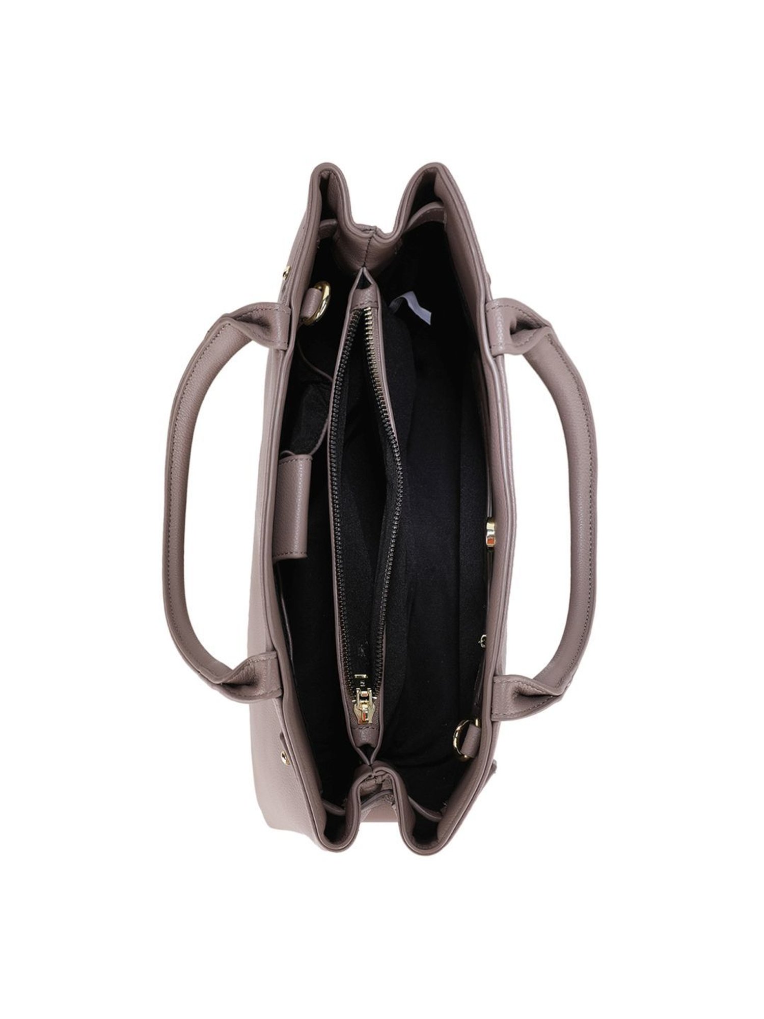 Tyra Ruby Taupe Solid Faux Leather Tote Handbag