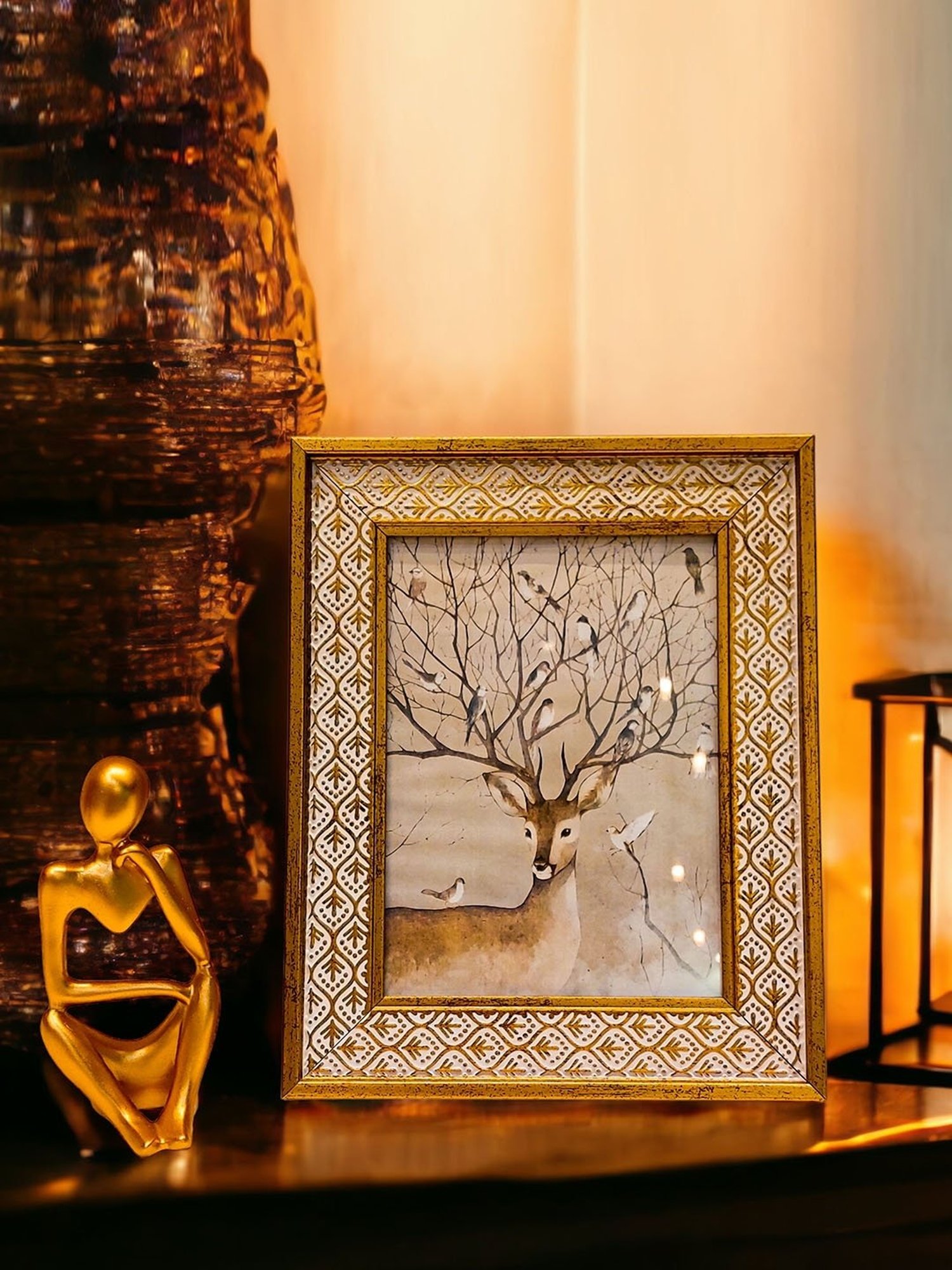 Art Street Gold Engineered Wood Swing Fashion Resin Vintage Photo Frame