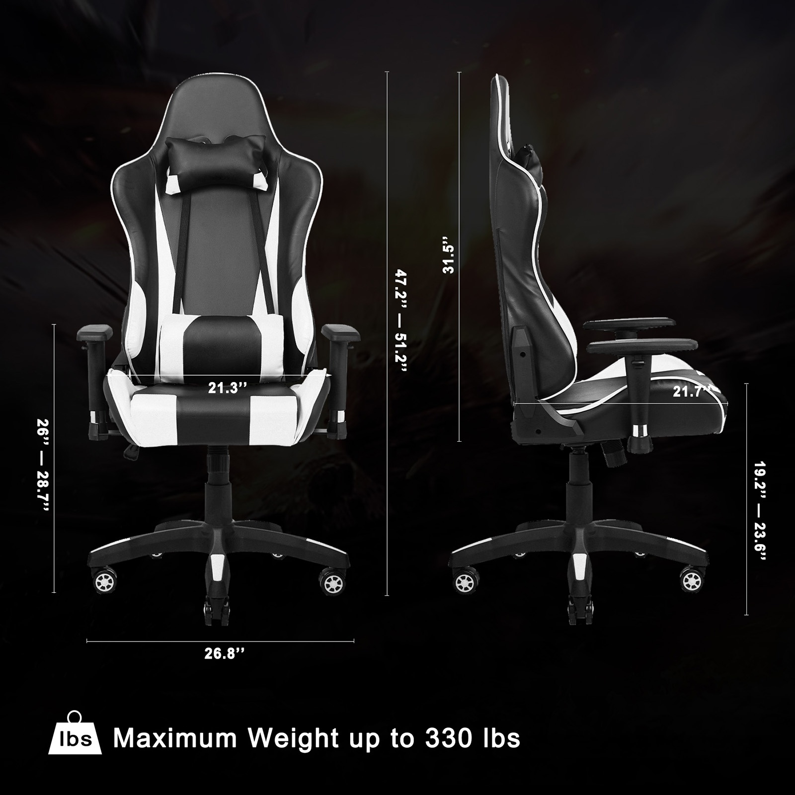 YOUTHUP Racing Style Gaming Chair Adjustable Ergonomic Computer Desk Chair,PU Leather Racing Reclining Swivel High Back Chair with Headrest and Lumbar Support,Pink