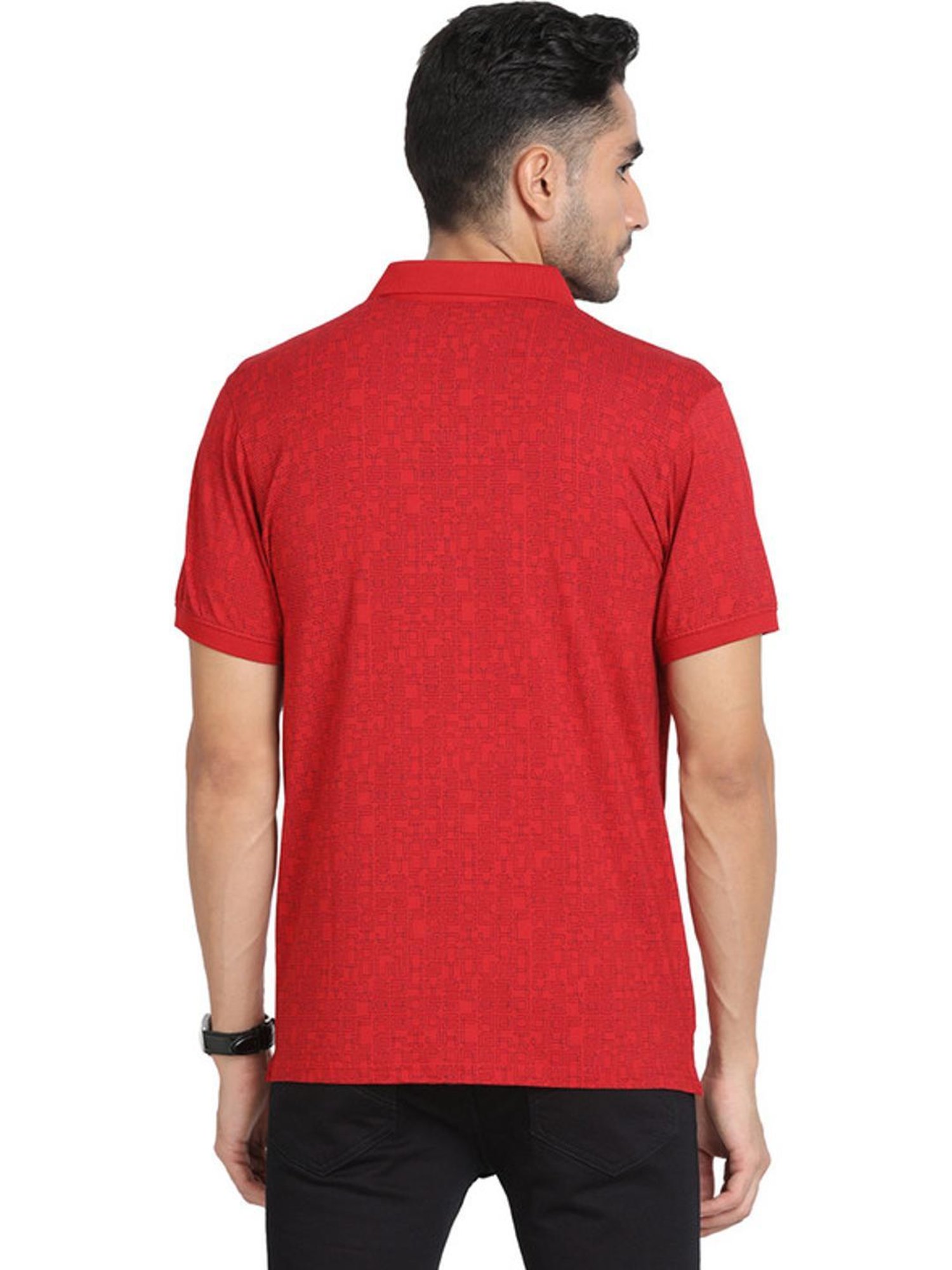 Turtle Red Slim Fit Printed Polo T-Shirts