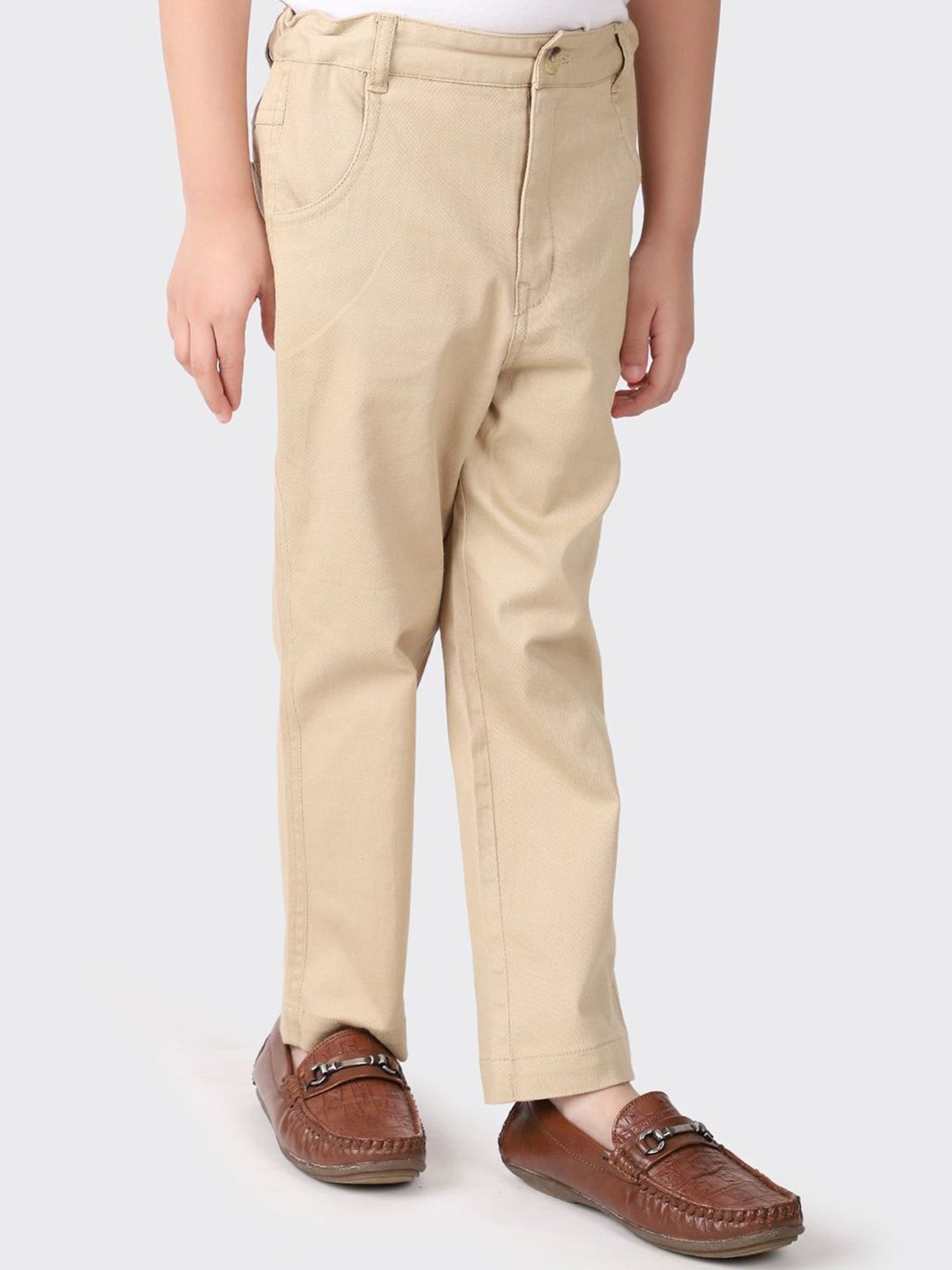 Fabindia Kids Beige Cotton Regular Fit Pants