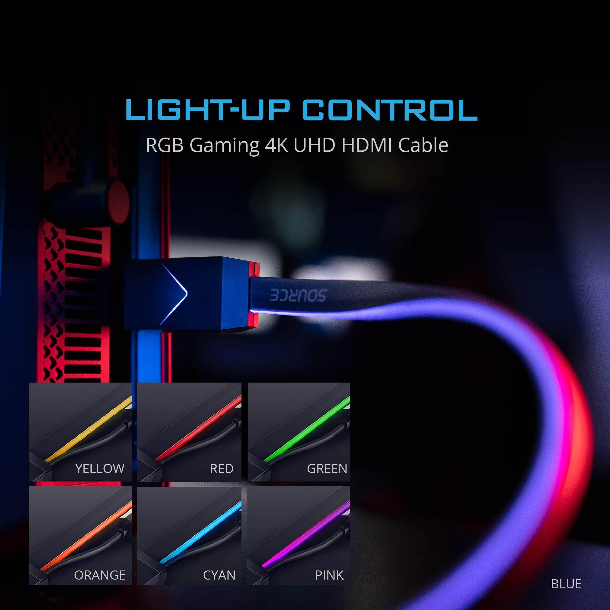 ARQUUS W73 The World's First Fiber Optics HDMI 2.0 Console Gaming RGB Light up 4K Cable 9ft DPL HDMI Certified&hellip;