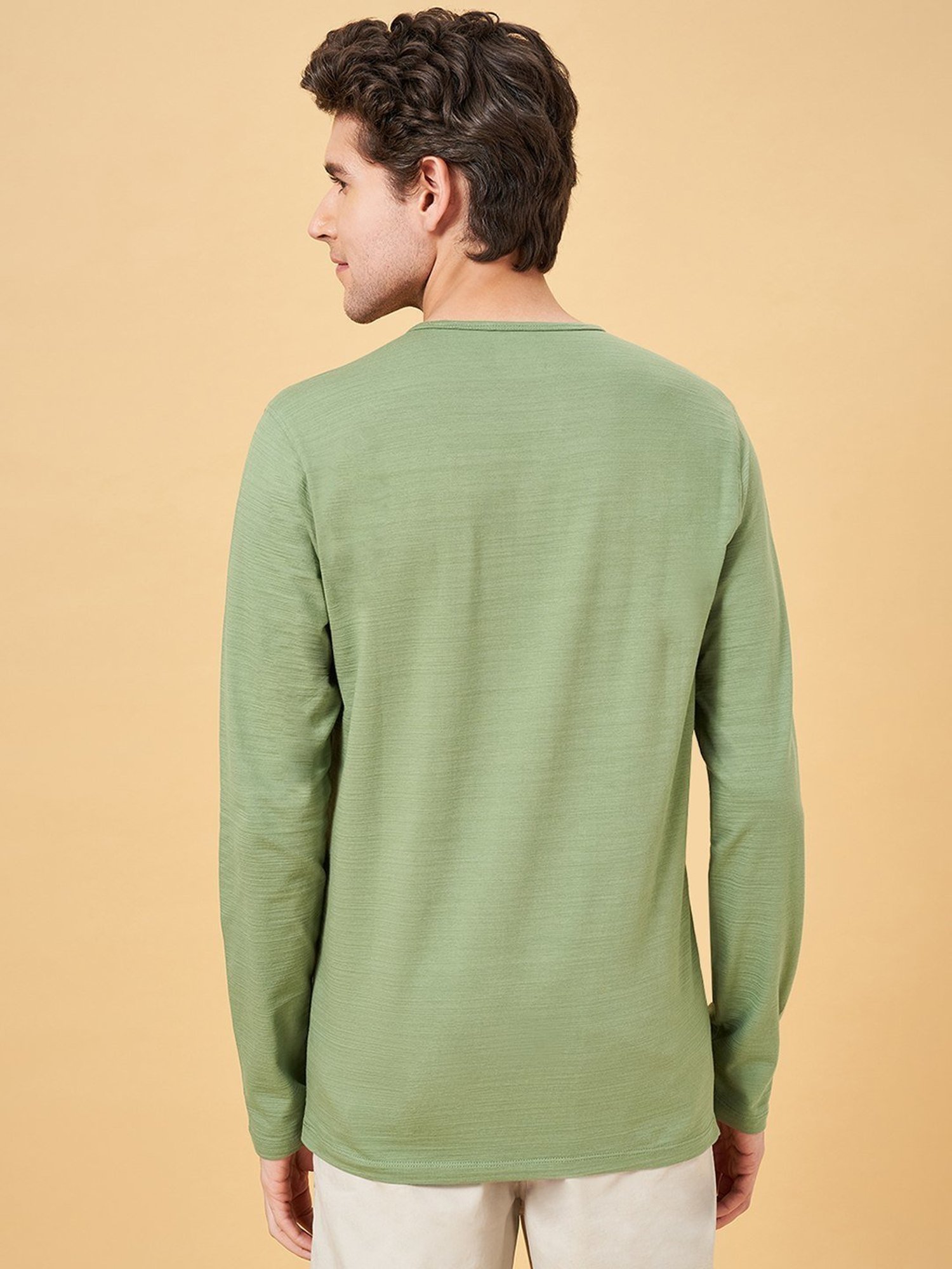 Urban Ranger by Pantaloons Aspen Green Slim Fit Henley T-Shirt