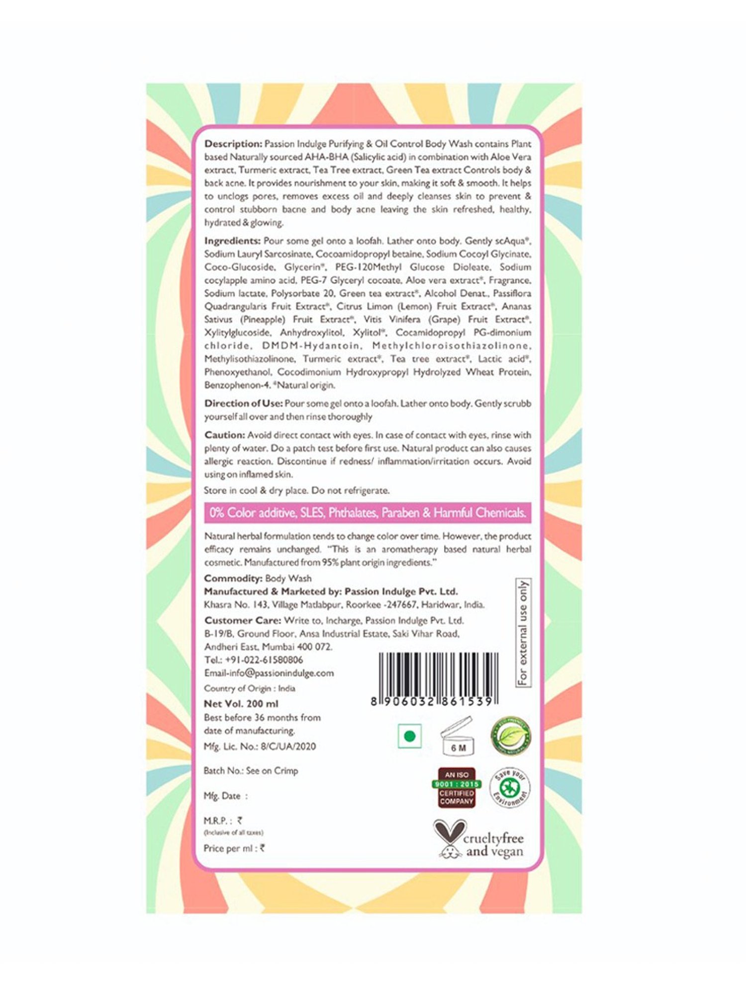 Passion Indulge Pink Mania Purifying & Oil Control Self Love Body Wash - 200 ml