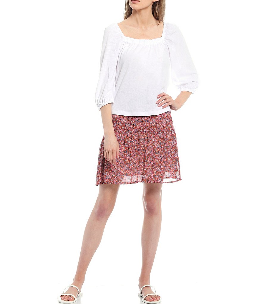 A Loves A Ruffle Hem Embroidered Mini Skirt