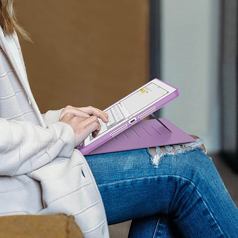 Case for iPad 102 20202019 iPad 8th7th Generation Luxury Series Builtin Pencil Holder + 6 Magnetic Stand Angles + 360 Full Protection + Premium PU Leather SleepWake Cover Violet