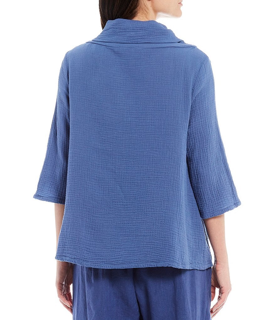 Bryn Walker Etta 3/4 Sleeve Cowl Neck Cotton Gauze Shirt