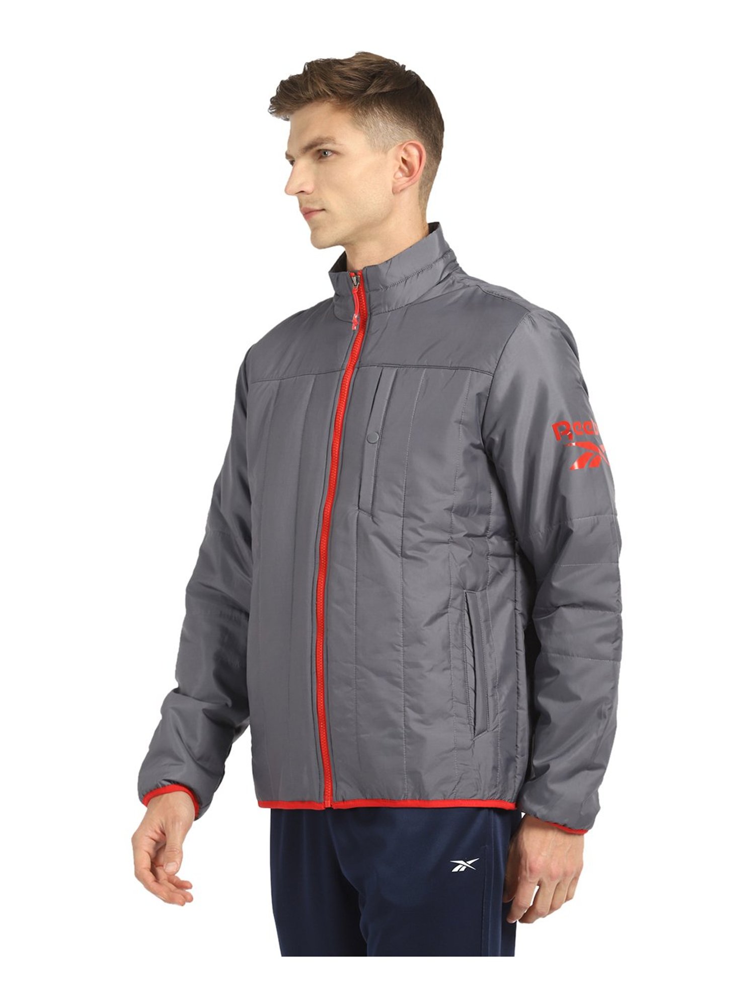 Reebok Grey Full Sleeves High Neck Jacket