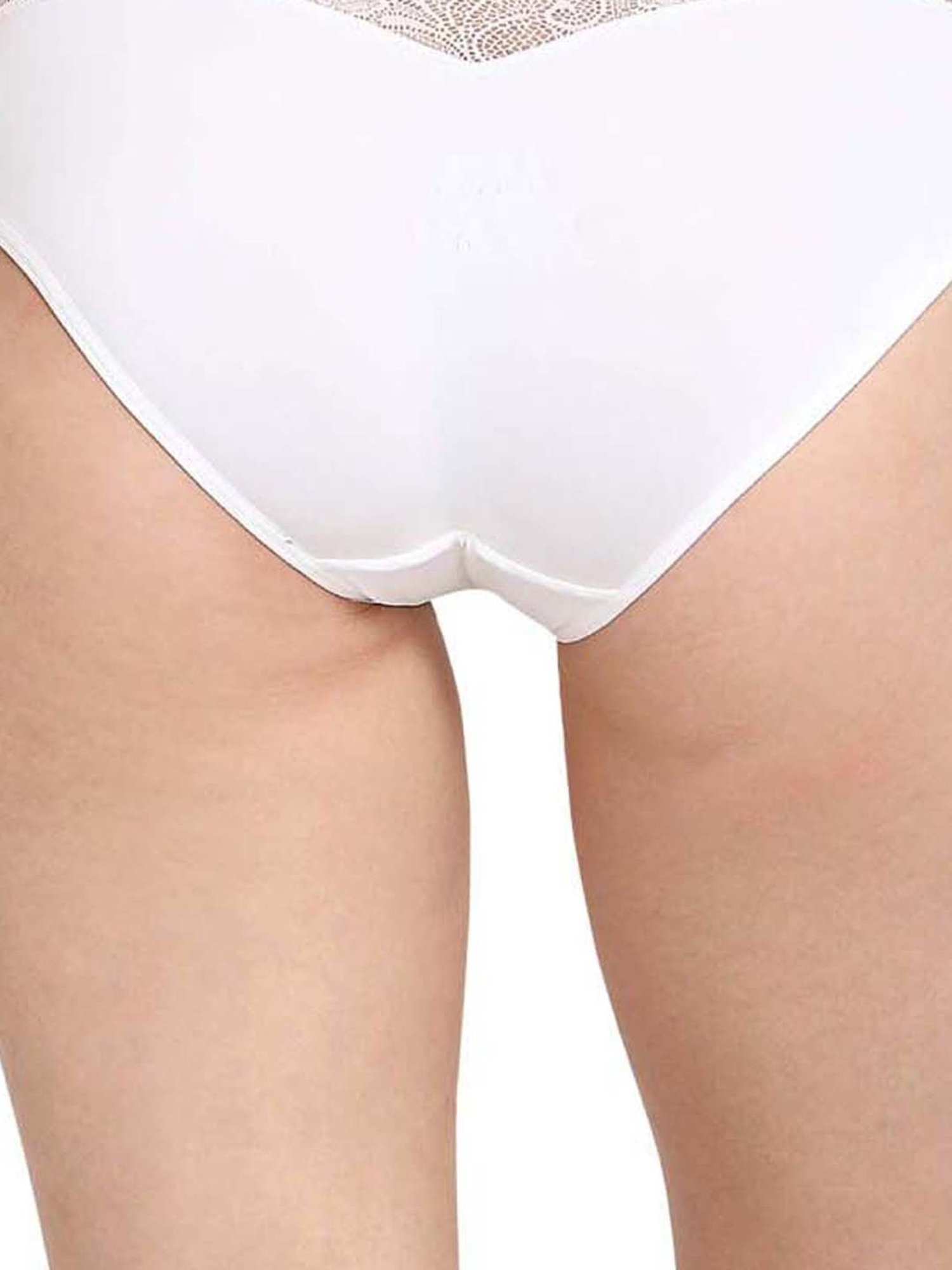 Soie Red & White Lace Work Bikini Panties - Pack Of 2