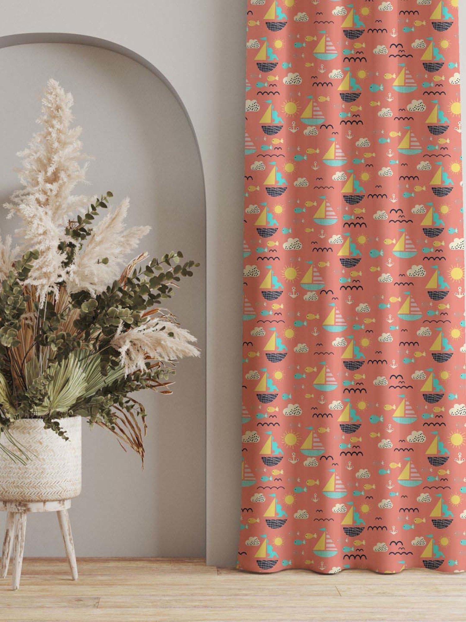 Swayam Brown Paisley J&B Blackout Eyelet Door Curtain - Single Piece (7 Ft)