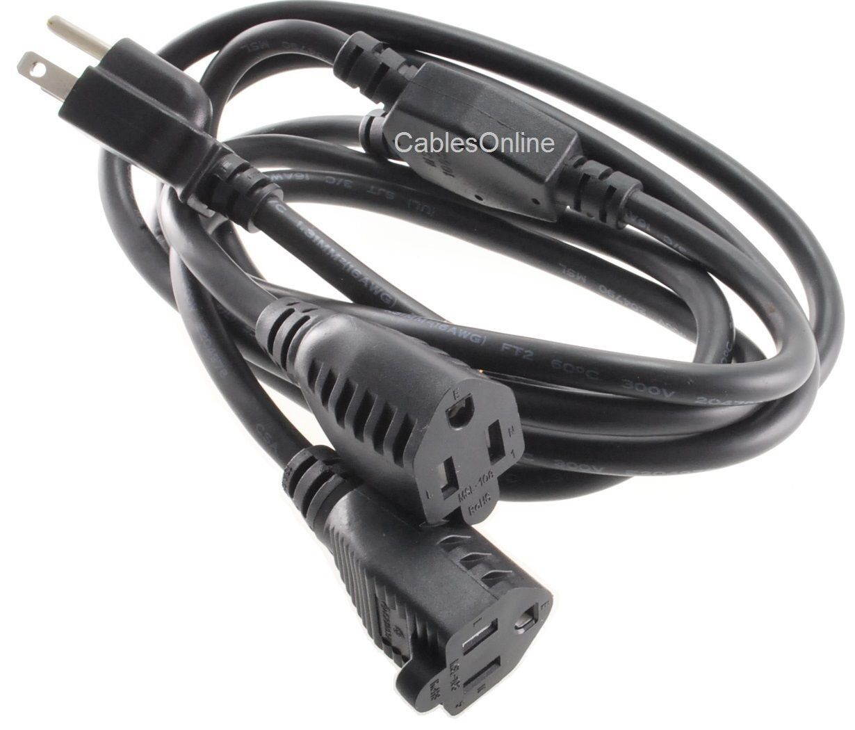 6ft 2-Outlet Power Cord Y-Splitter (1)NEMA 5-15P to (2)NEMA 5-15R 16AWG/3C Cable