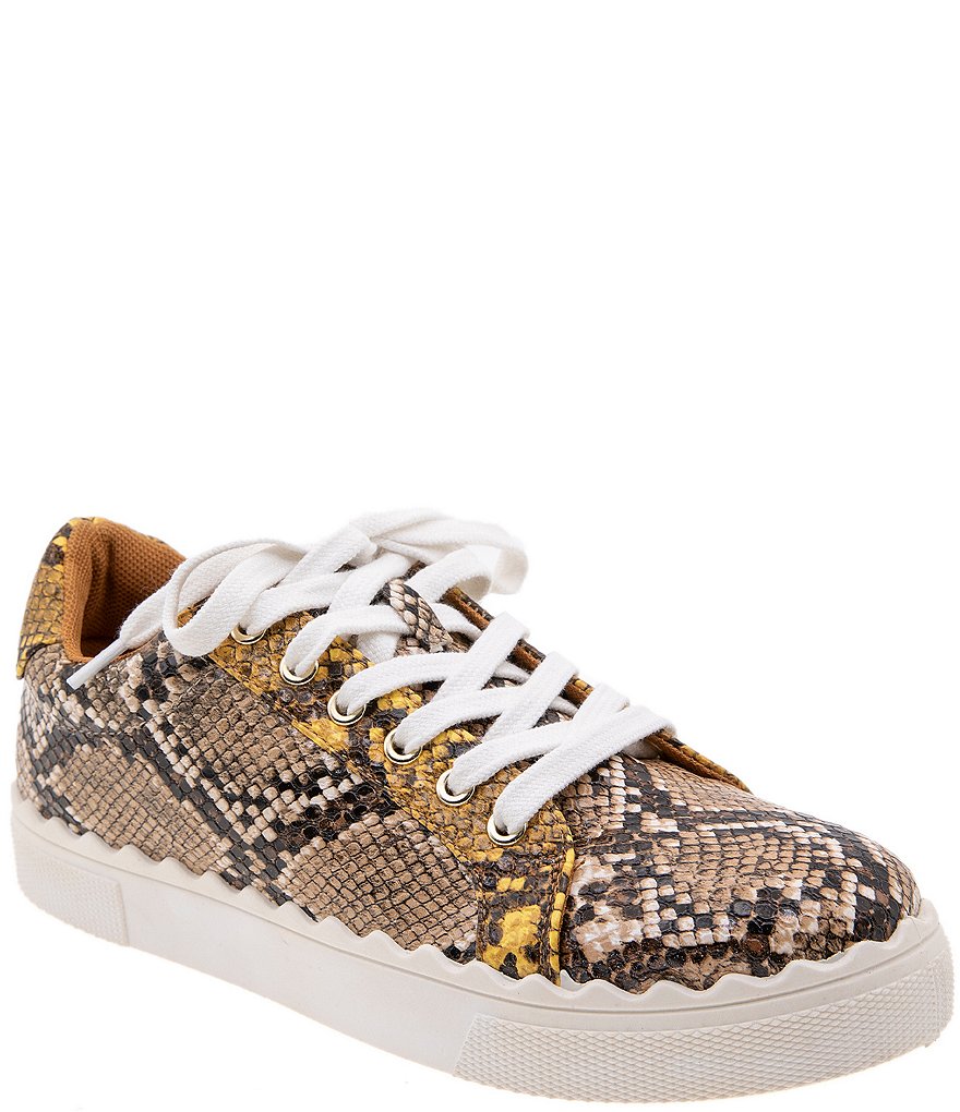 BCBGeneration Lanie Scalloped Snake Print Lace-Up Sneakers