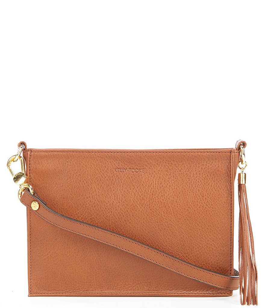 Kelly-Tooke Zip Top Leather Tassel Crossbody Bag and Clutch