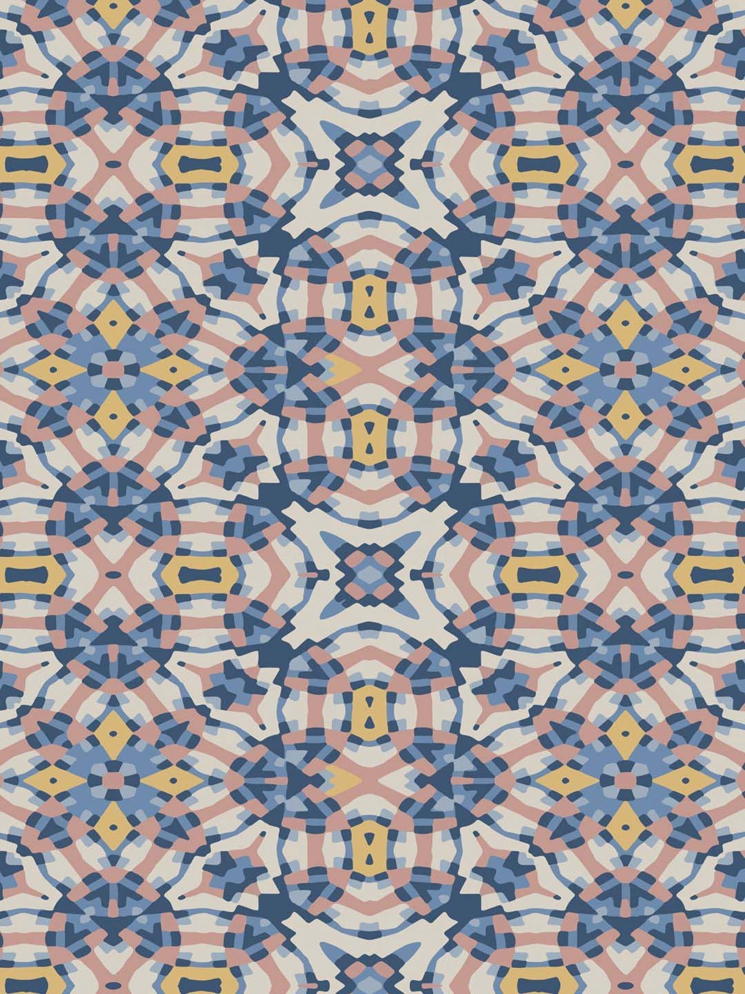 Petal Home Alhambra Blue & Beige Cotton 300 TC Queen Bedsheet with 2 Pillow Covers