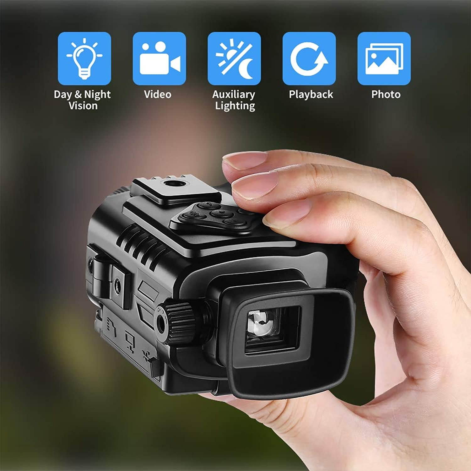 BOBLOV P4 Night Vision Monocular with 8GB Card 5X Digital Zoom Infrared Portable Night Vision Scope 200Yards Visible 1.5inch Screens for Hunting Forest Observe Wildlife Secenery (Black)