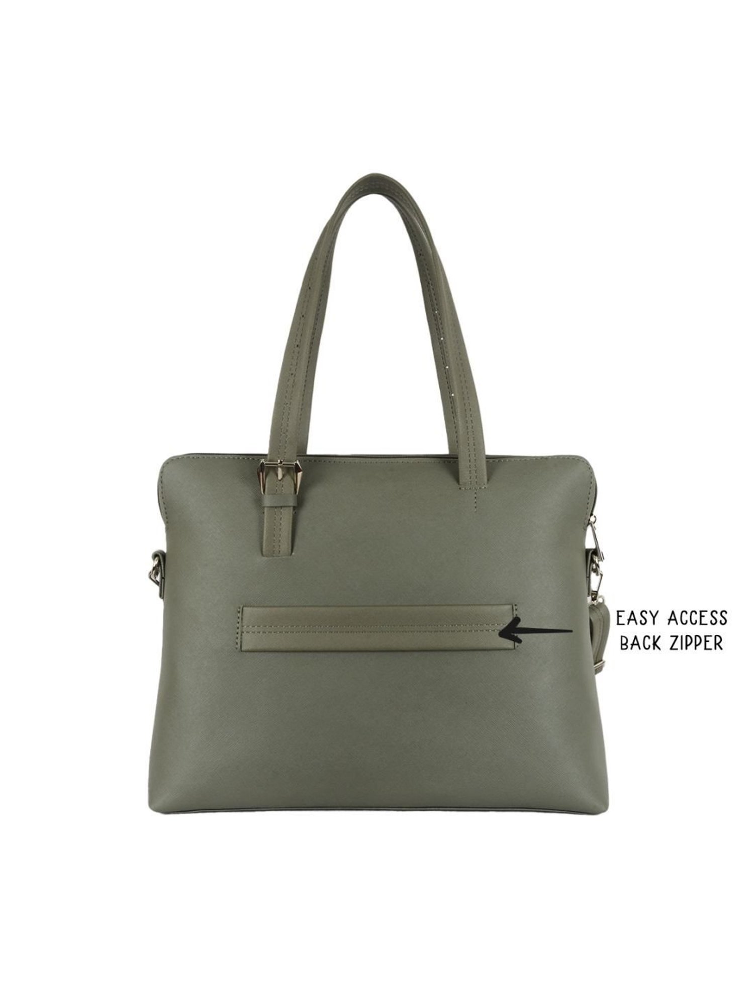 Baggit Bold Valori Green PU Solid Laptop Messenger Bag