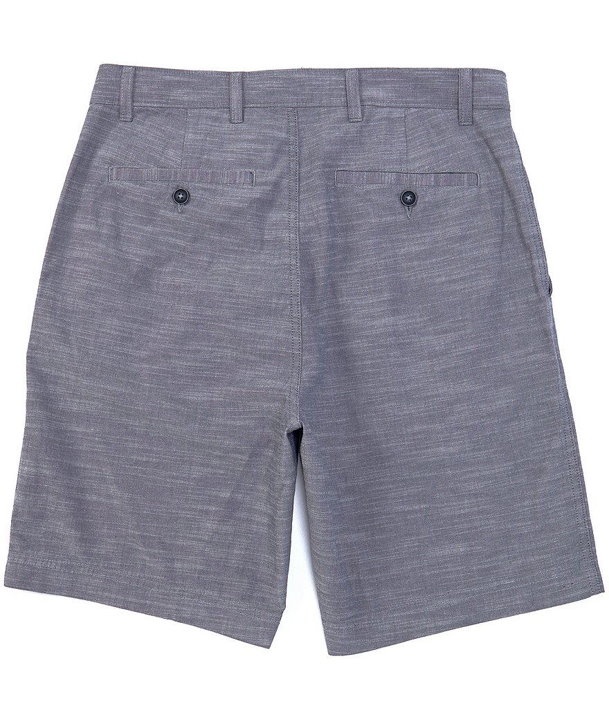 Roundtree & Yorke 9#double; Inseam Flat Front Slub Chambray Shorts